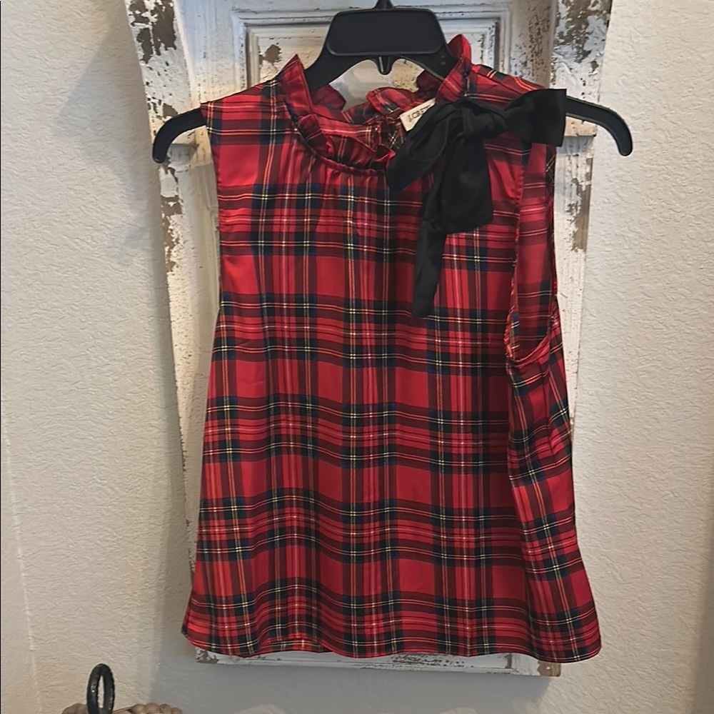 J. Crew Red Plaid Sleeveless Top